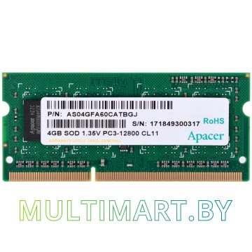 Оперативная память Apacer 4GB DDR3 SO-DIMM PC3-12800 (AS04GFA60CATBGJ)